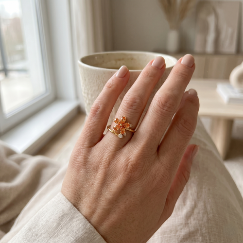 Amber Blossom Ring