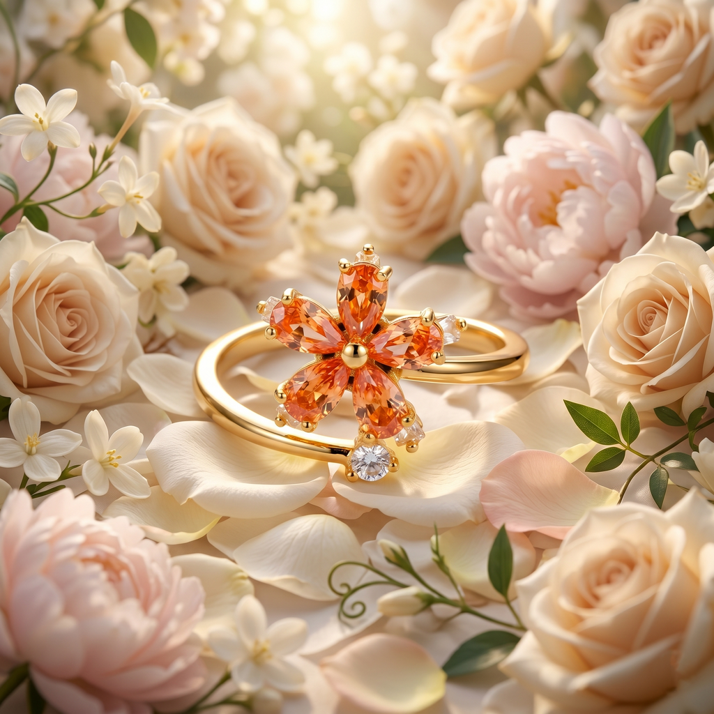 Amber Blossom Ring