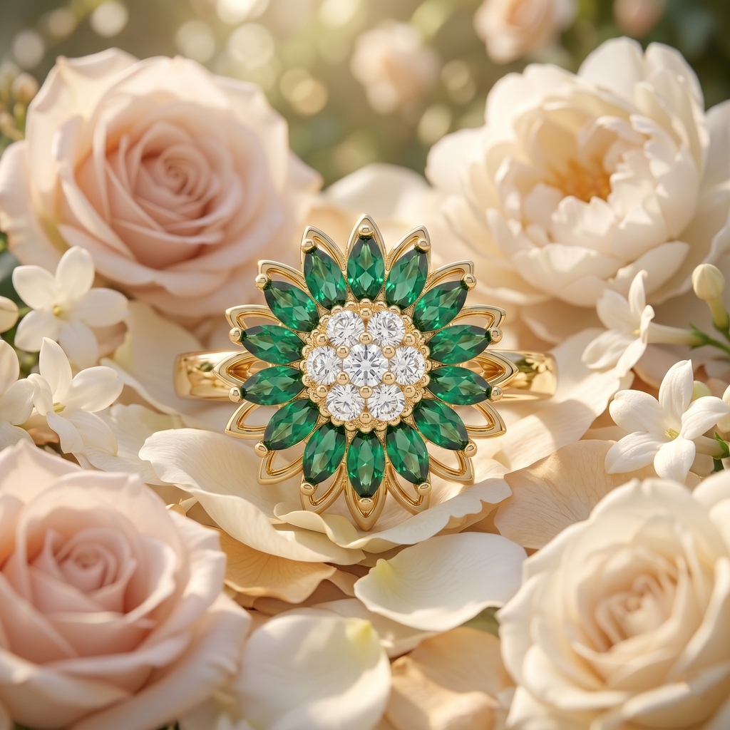 Emerald Fleur Ring