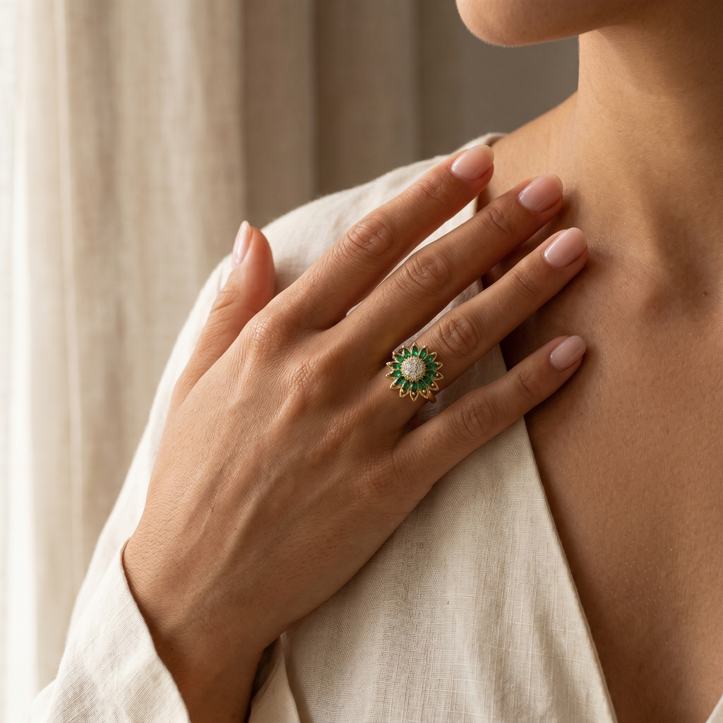 Emerald Fleur Ring