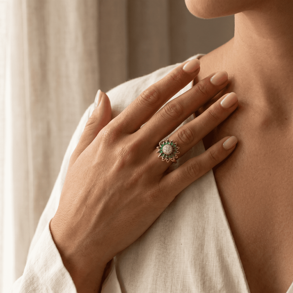 Emerald Fleur Ring
