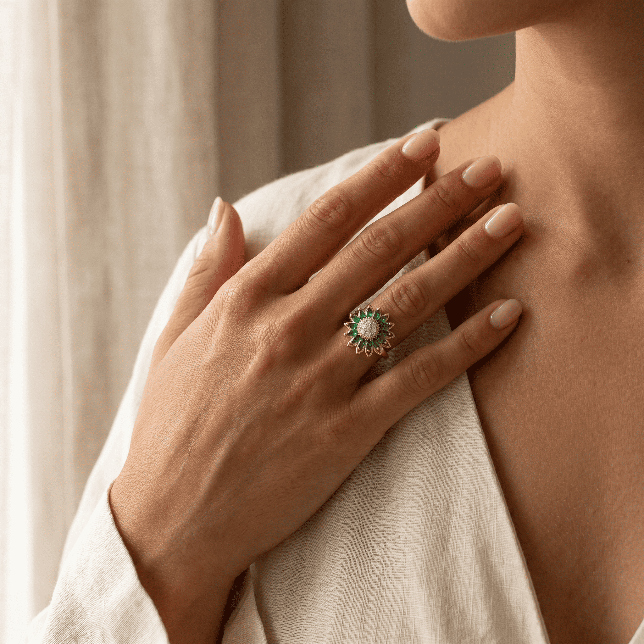 Emerald Fleur Ring