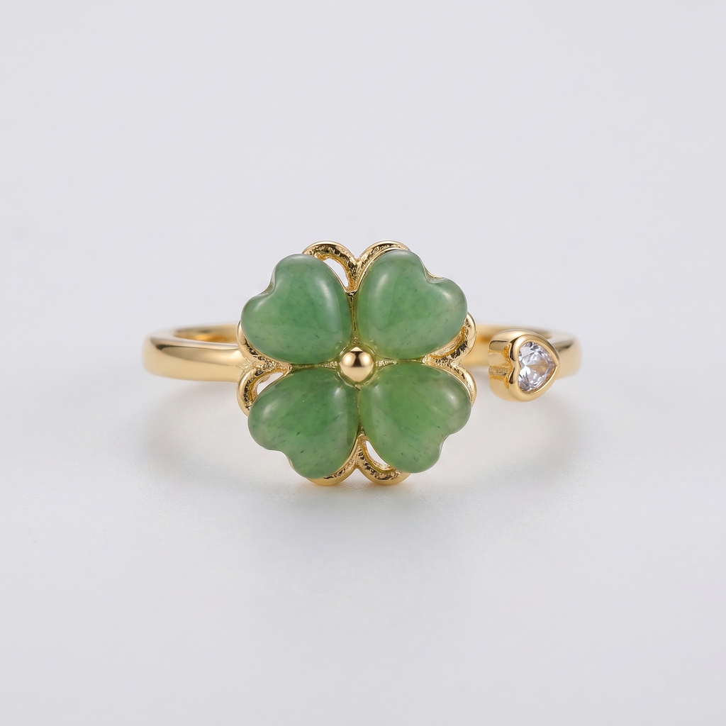 Jade Clover Ring