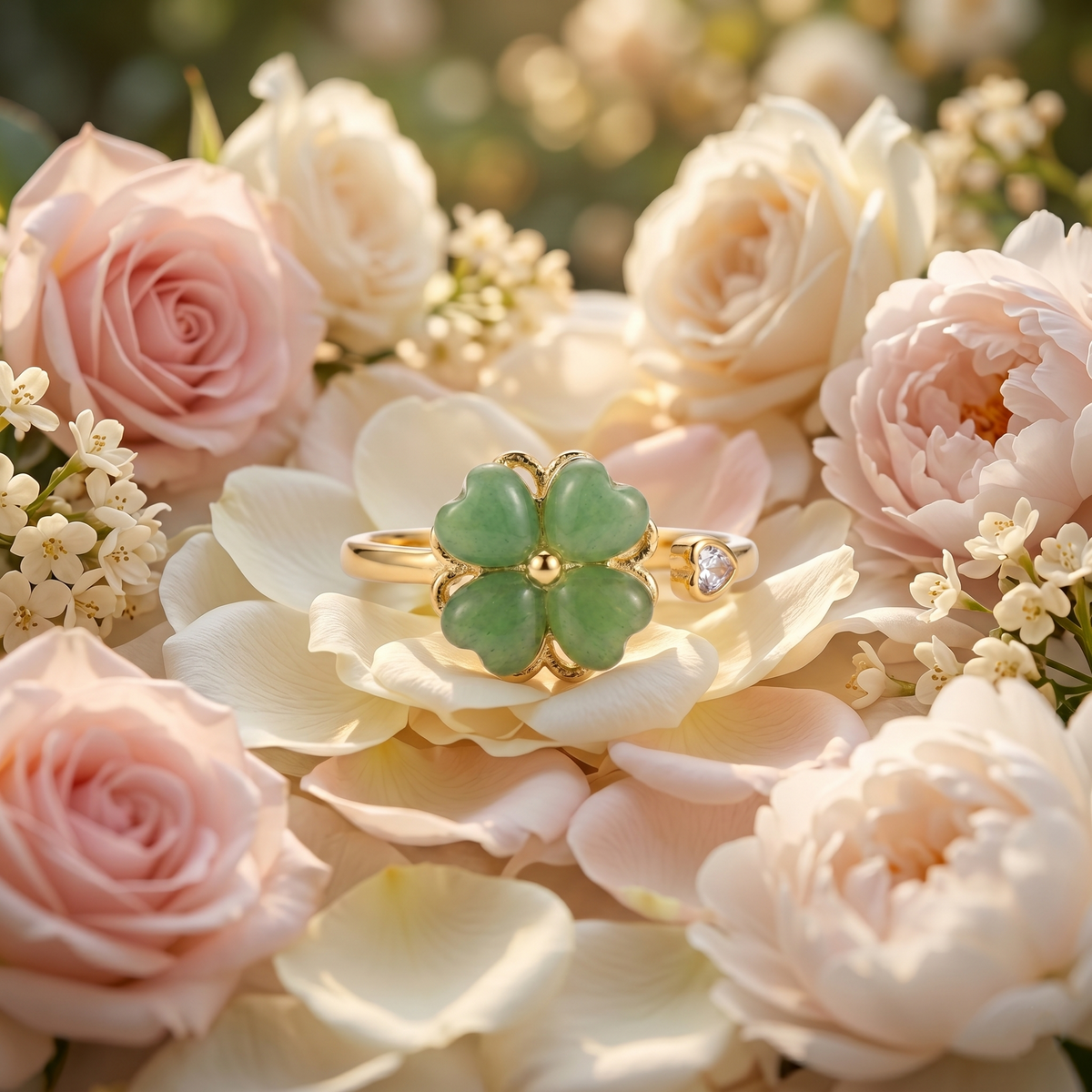 Jade Clover Ring