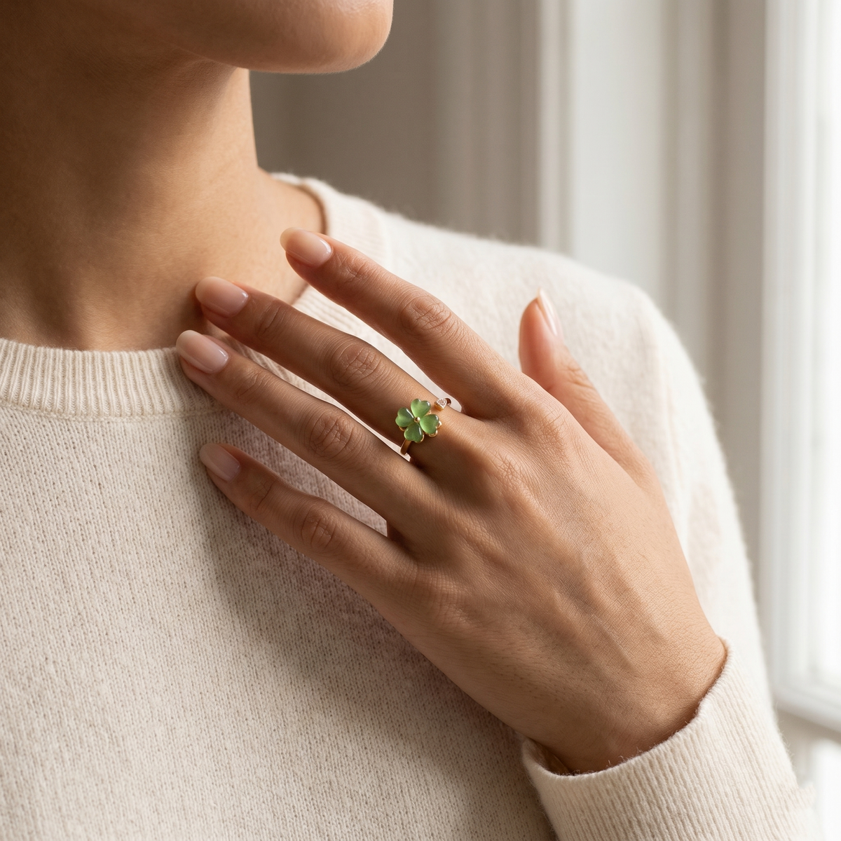 Jade Clover Ring