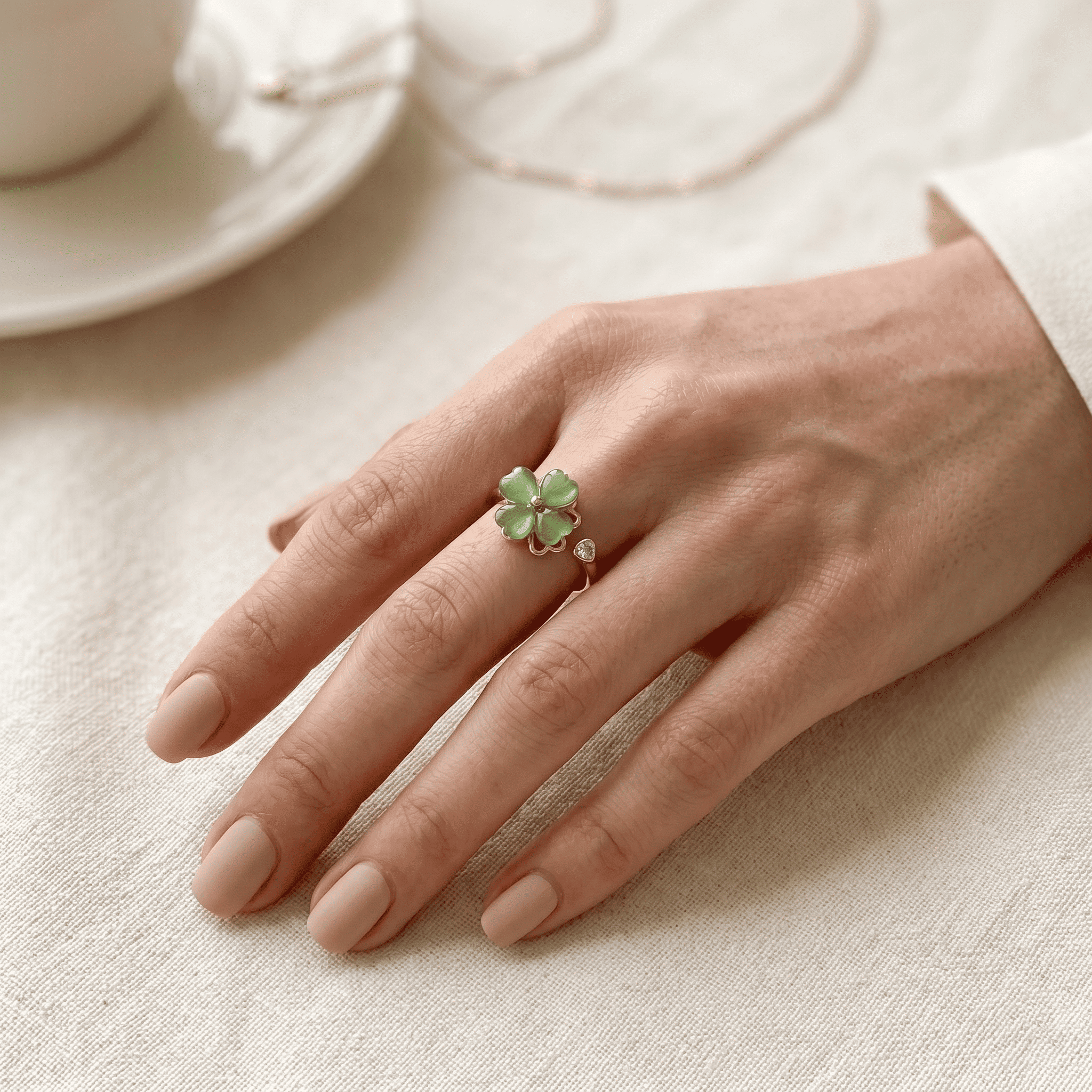 Jade Clover Ring