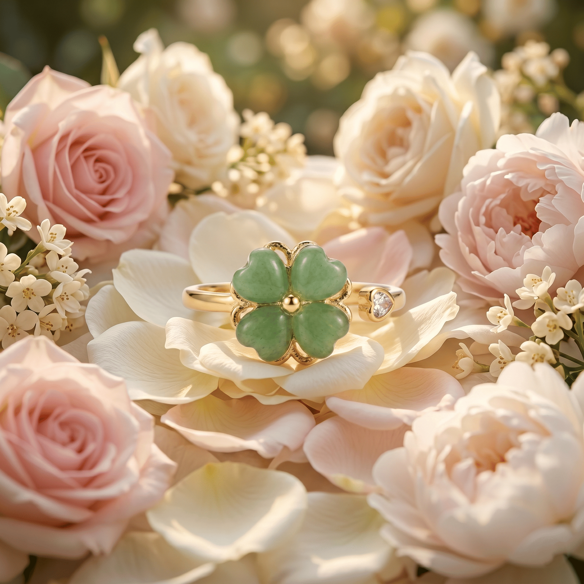 Jade Clover Ring